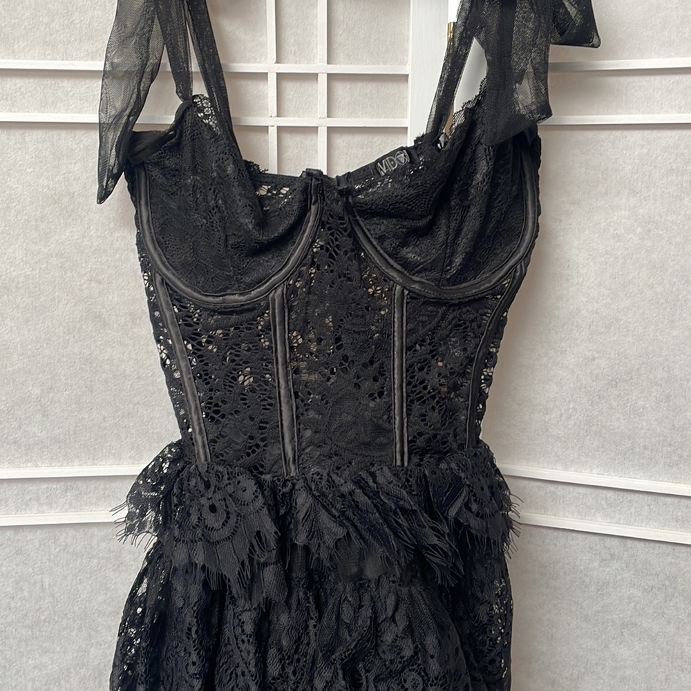 Lace Corset Ruffled Mini Dress